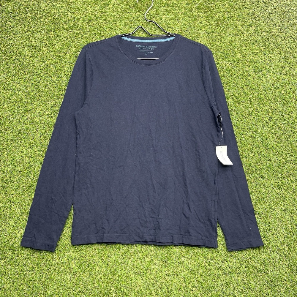 Banana Republic Shirt Mens Medium Long Sleeve Soft Wash Cotton Navy Blue NWT